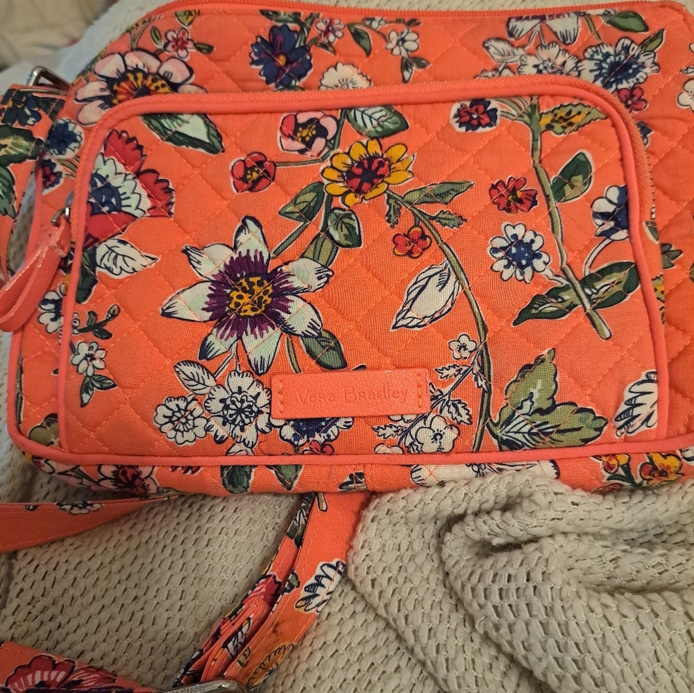 Vera Bradley Coral Floral Crossbody Purse With Adjustable Strap - Picture 2 of 8